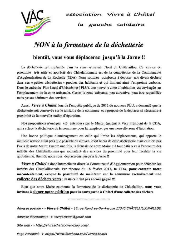 pétition dechetterie