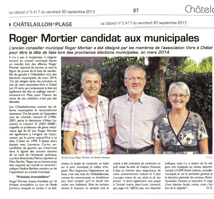Le Littoral Roger Mortier candidat